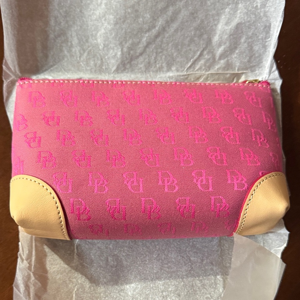 Dooney & Bourke Fuchsia and Beige Cosmetic Case